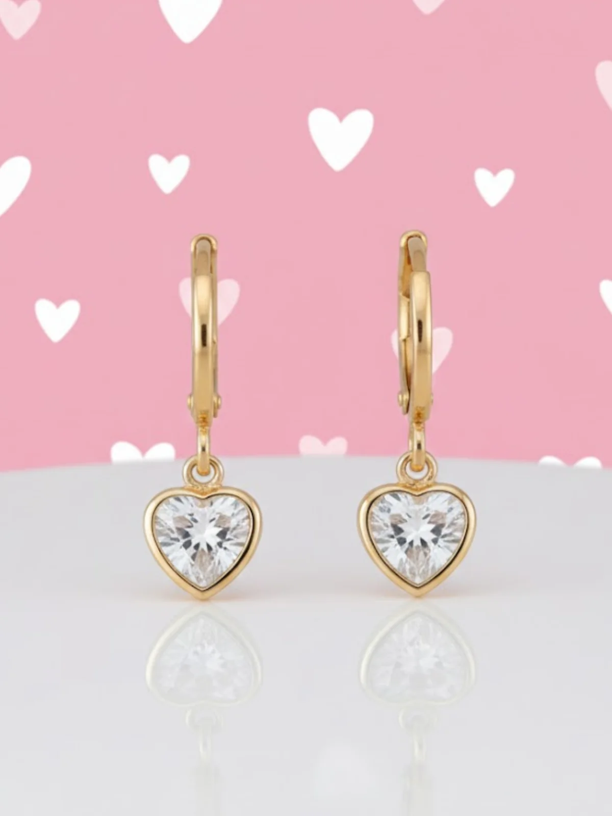 Golden Glow Heart Huggie Earrings - Image 2
