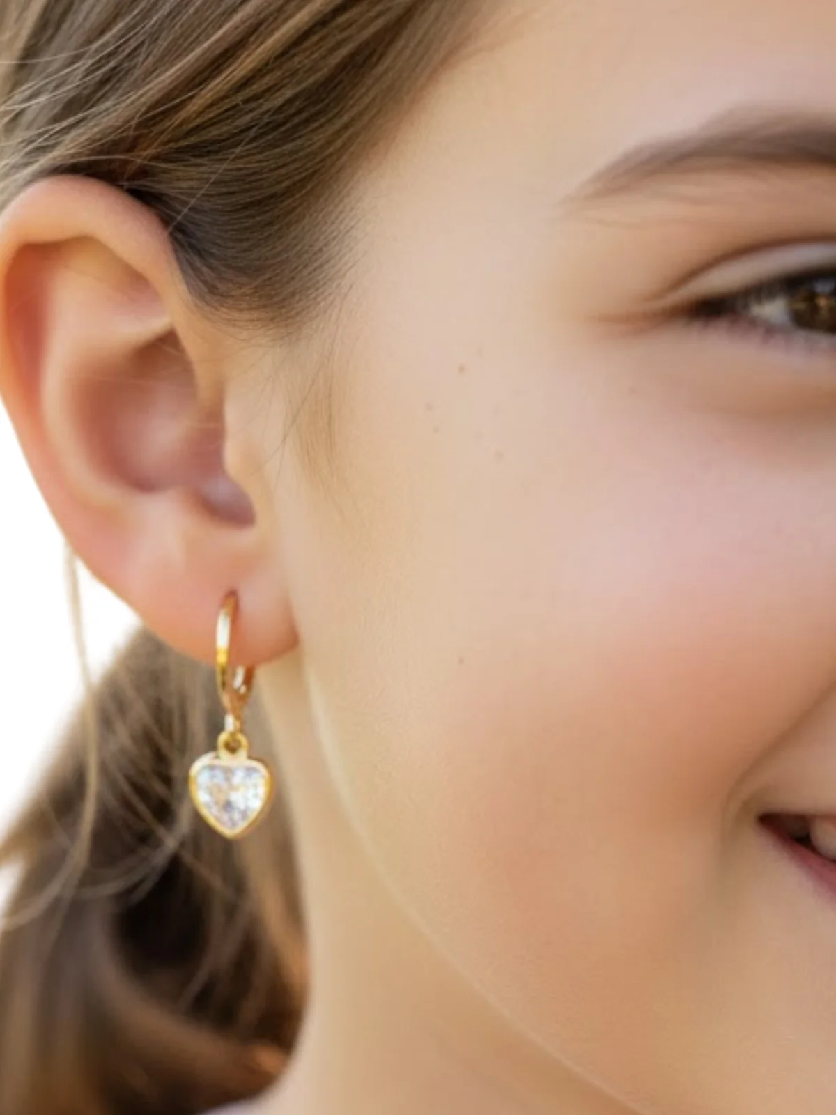 Golden Glow Heart Huggie Earrings - Image 3
