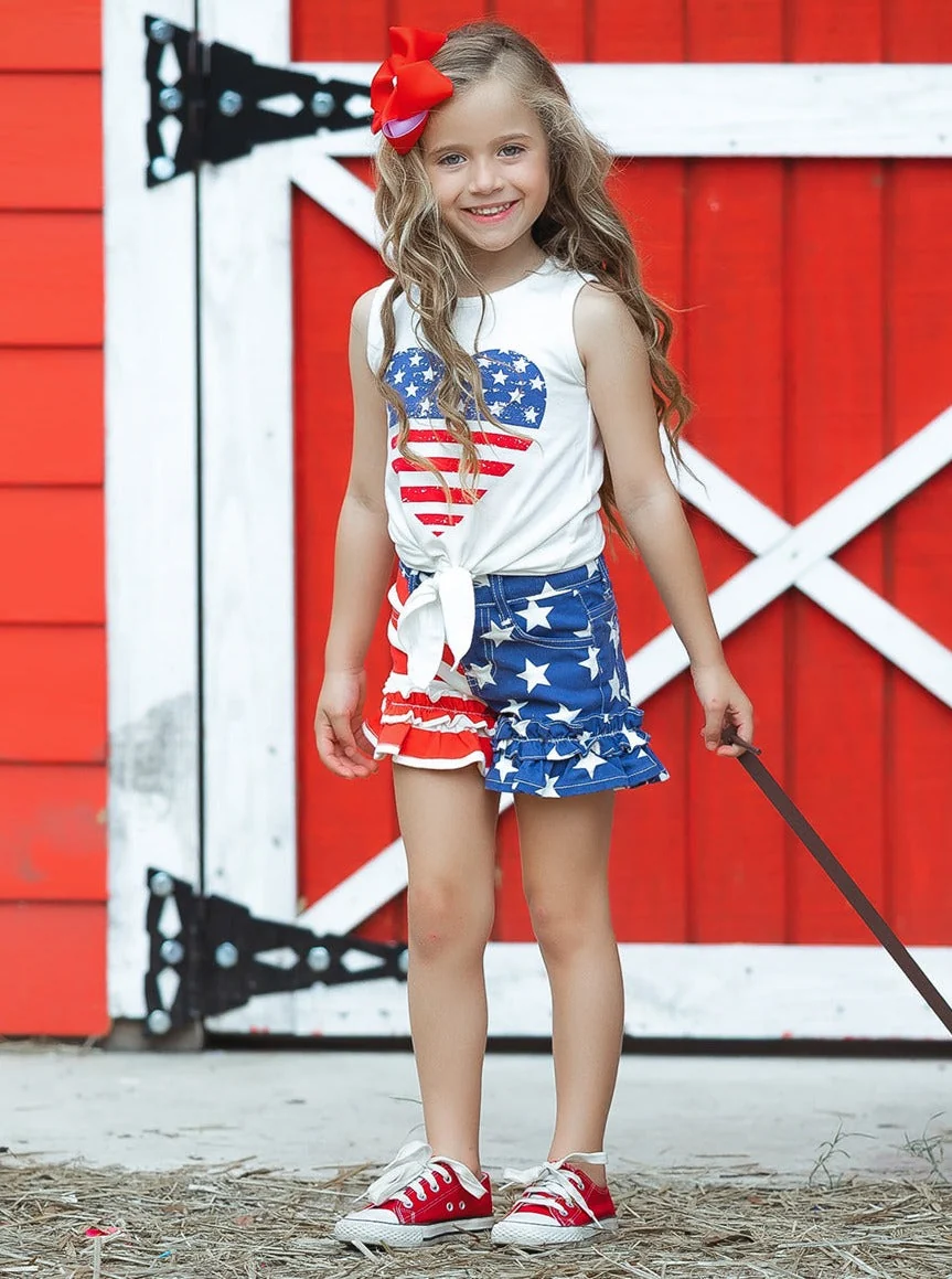 Brave Heart Ruffle Denim Shorts Set - Image 8