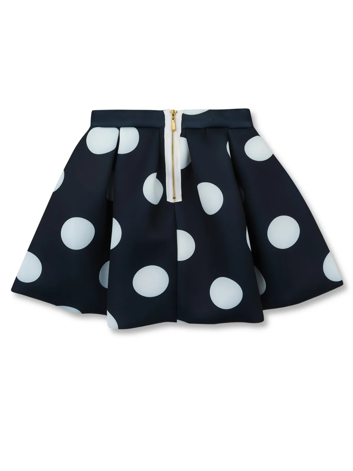 Navy Neoprene Polka Dot Pleated Tennis Skirt by Kids Couture - Image 2