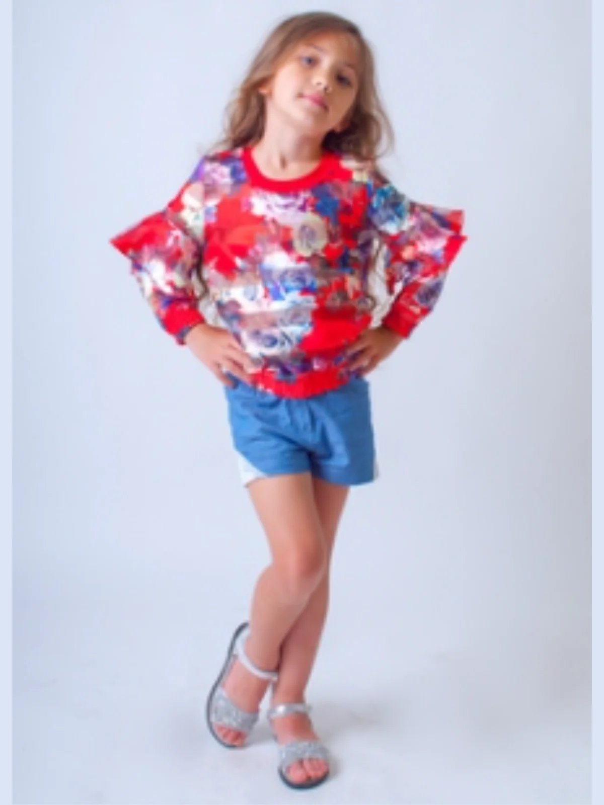 Airy Sheer Floral Ruffled Top by Kids Couture - Image 2