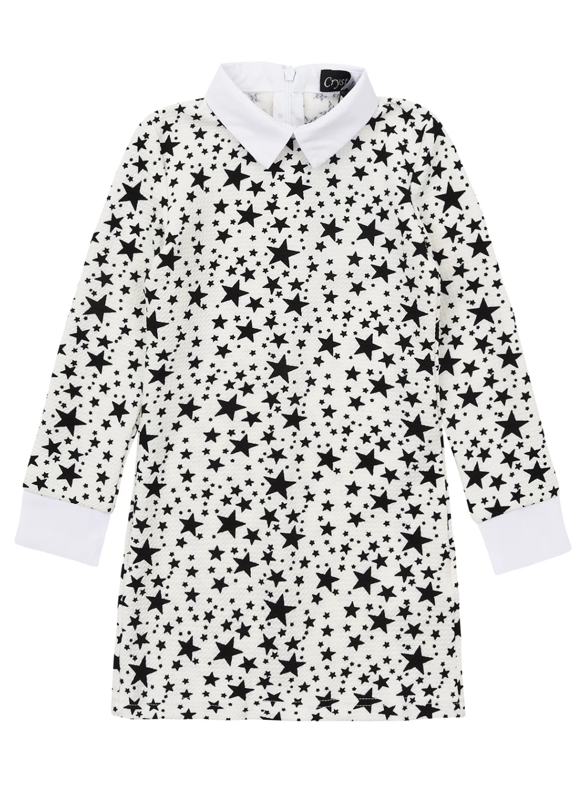 White Stellar Star Collared Dress by Kids Couture - Image 4