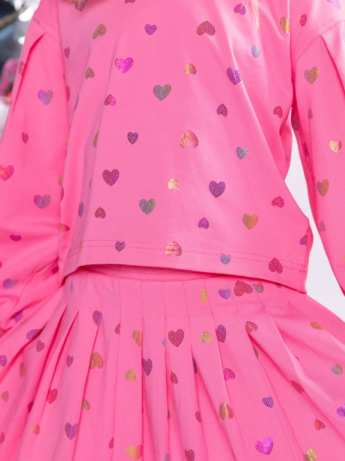 Love Struck Pink Foil Heart Sweater & Skirt Valentine’s Day Outfit - Image 8