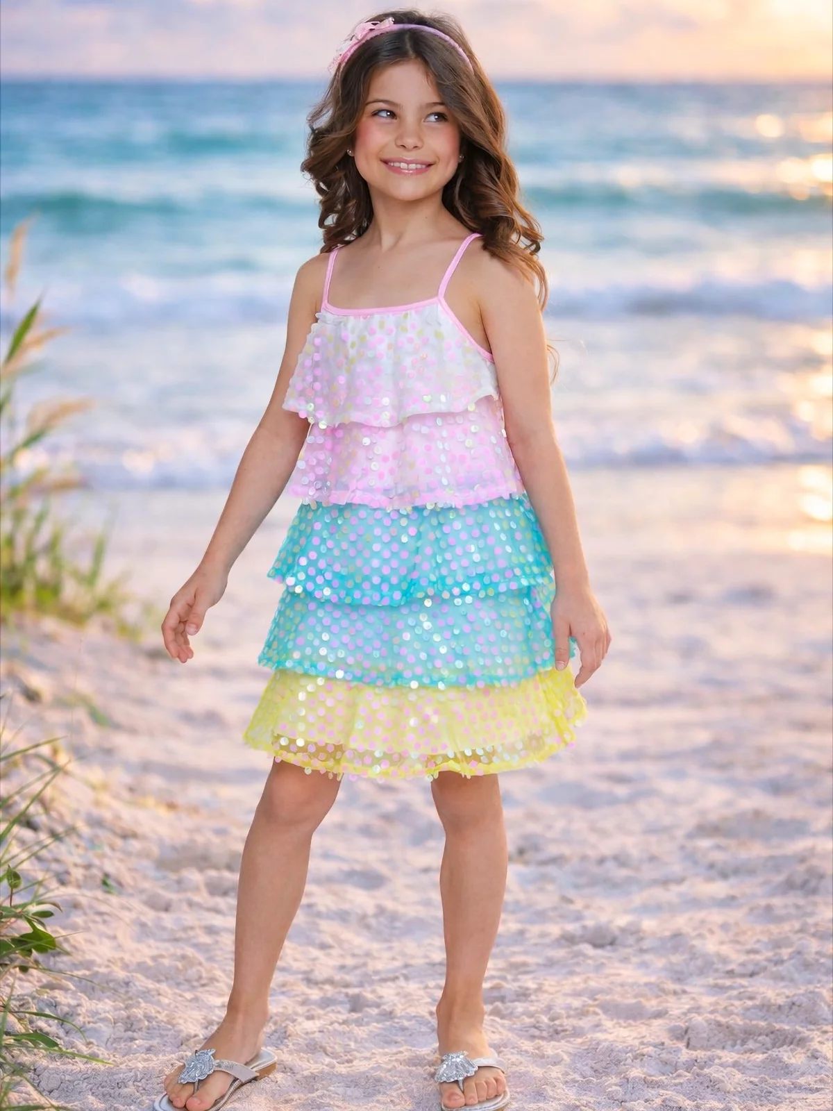 Mermaid Pastel Rainbow Sequin Dress - Image 6