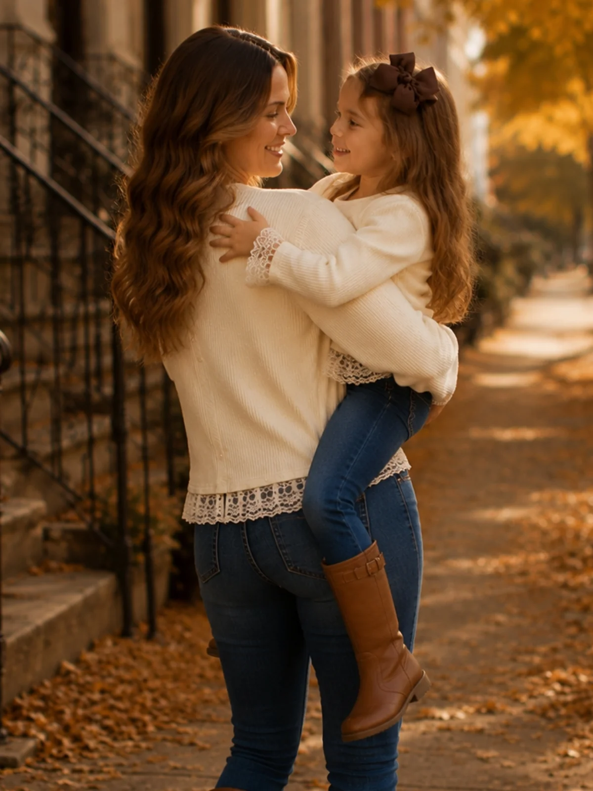 Mommy and Me Ivory Lace Trim Cardigan - Image 3