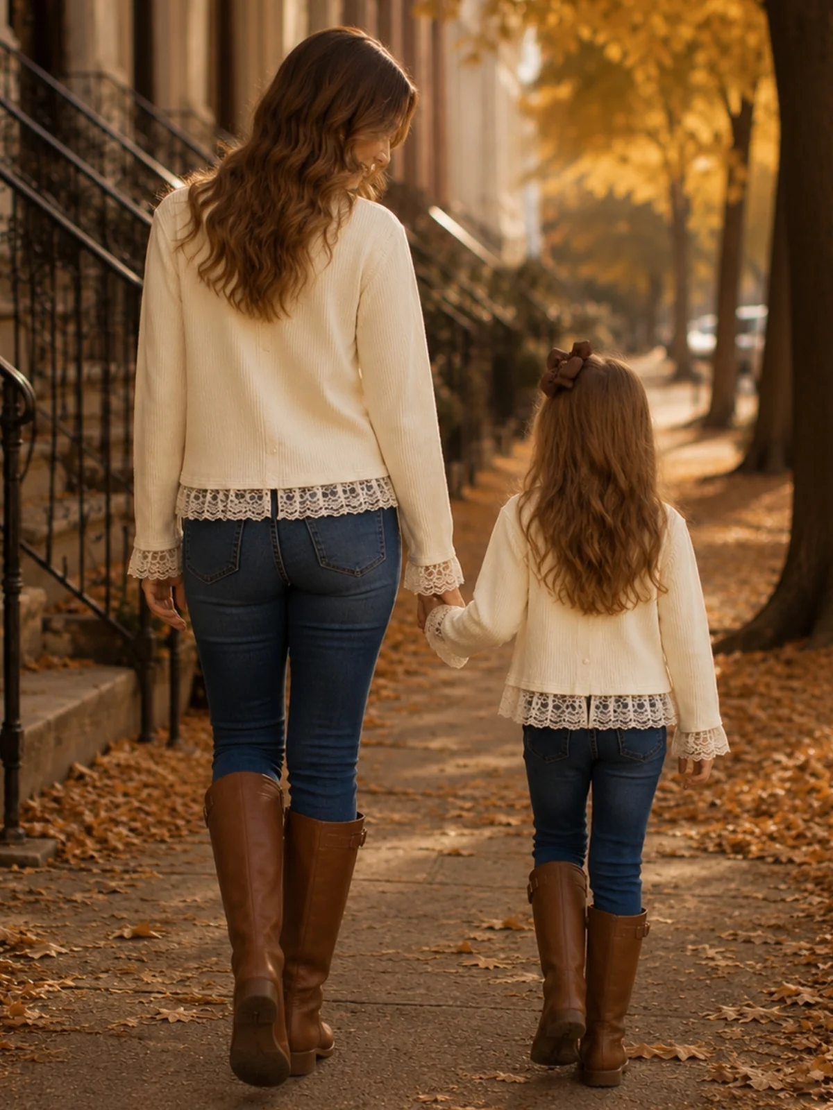 Mommy and Me Ivory Lace Trim Cardigan - Image 6