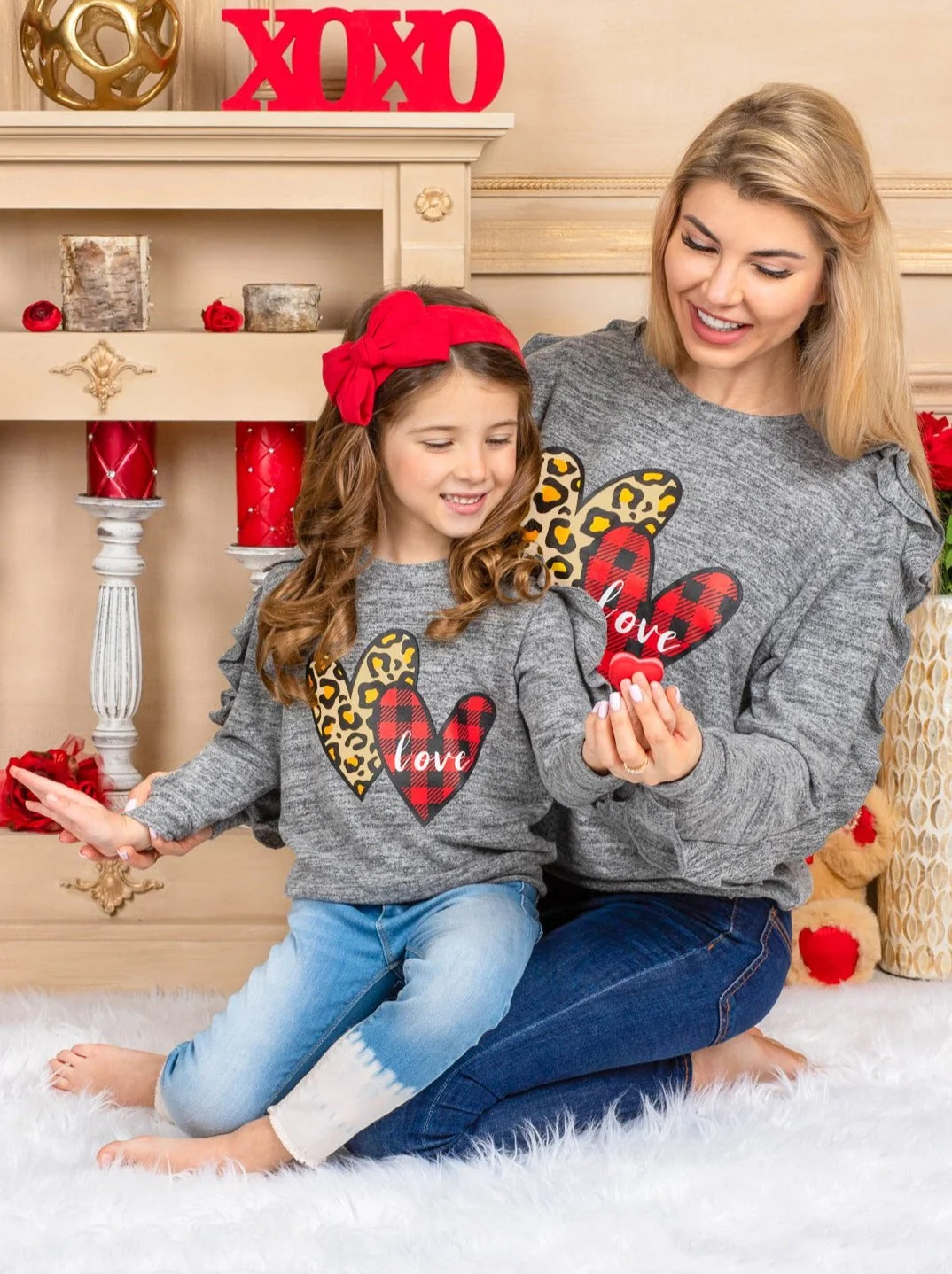 Mommy and Me Stuck On Love Ruffle Sleeve Top - Image 3