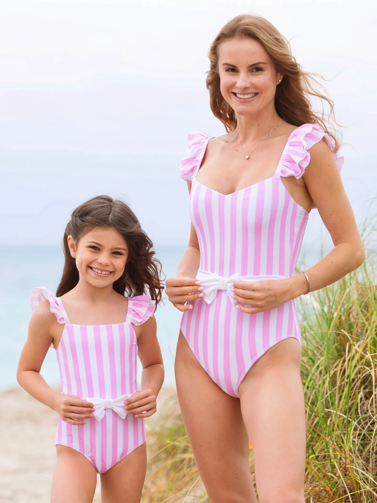 Mommy and Me Sugar Coast Pink Stripe Ruffle Swimsuit - Image 11