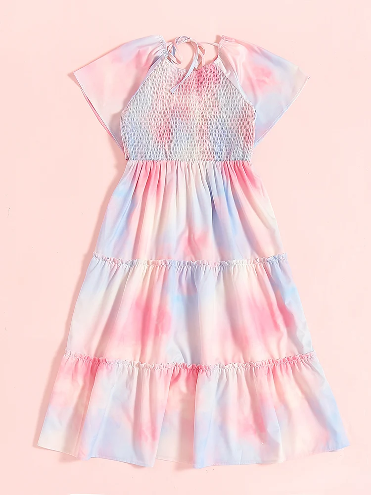 Mommy and Me Cotton Candy Pastel Smocked Midi Dress - Image 3