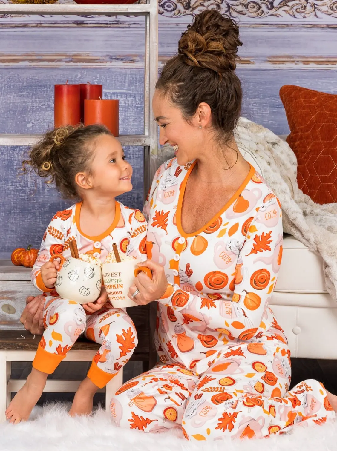 Mommy and Me Cozy Pumpkin Spice Pajama Set - Image 2