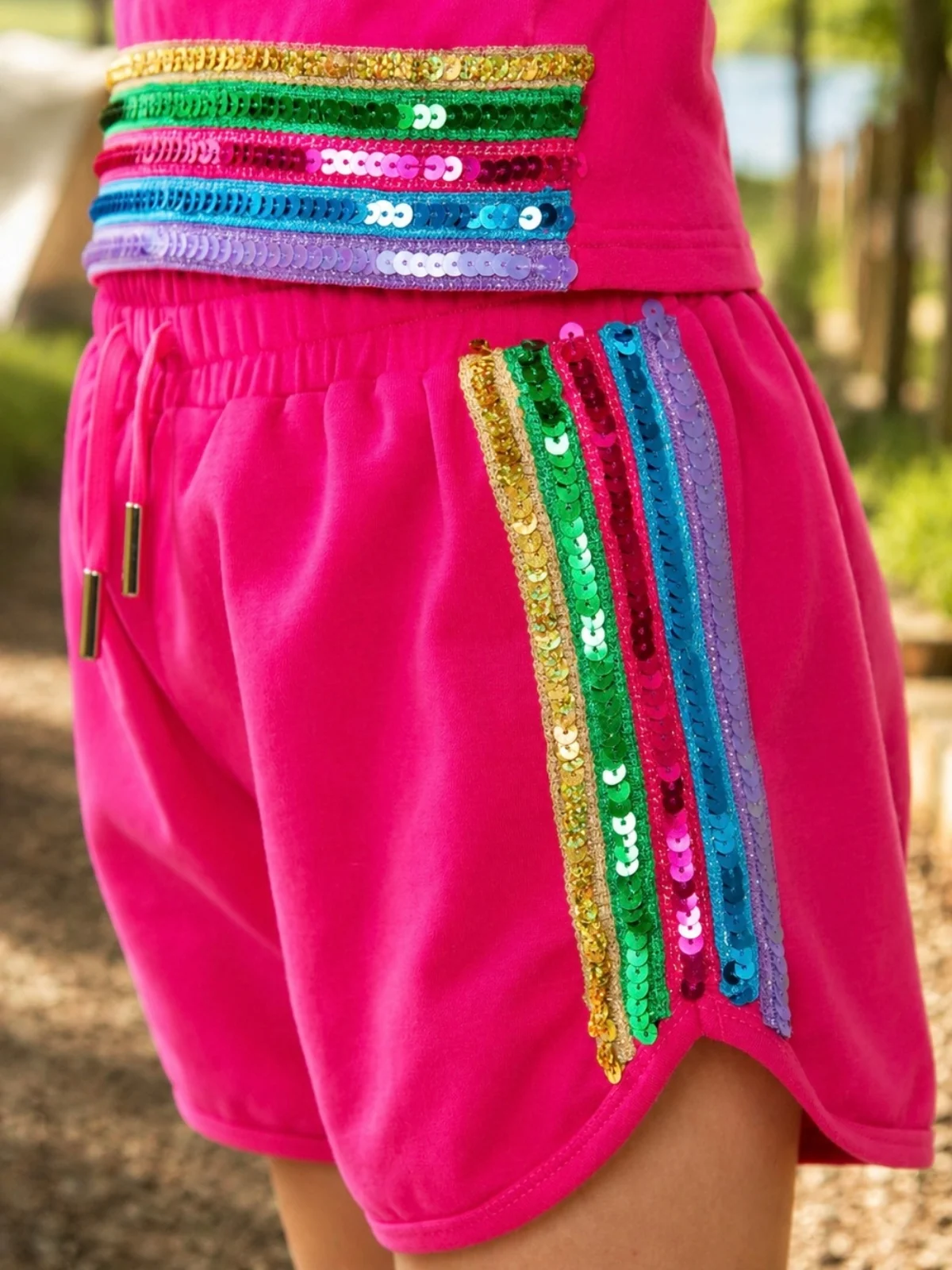 Neon Glow Sequin Active Tank and Short Set - Image 2