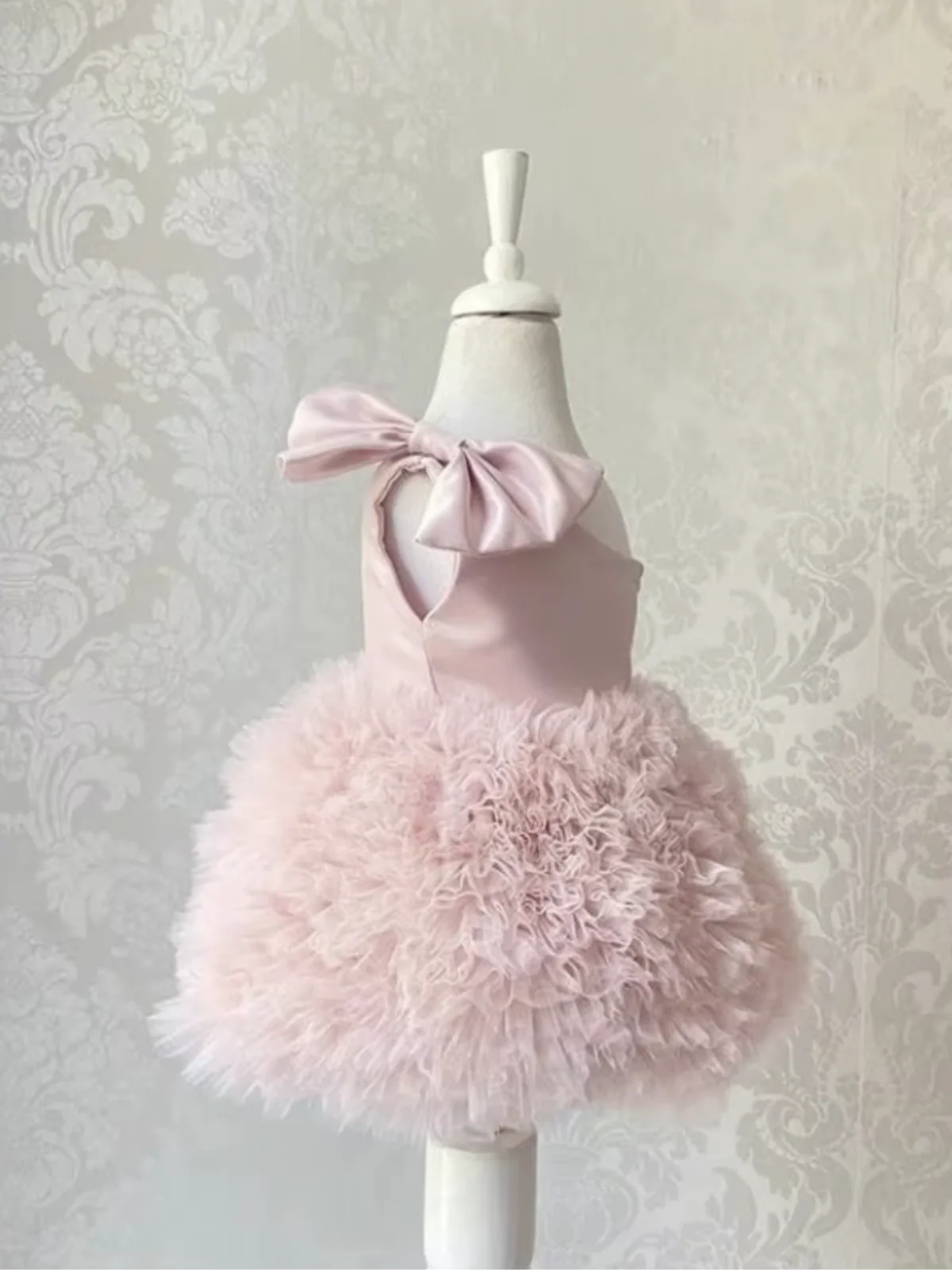 One Shoulder Bow Ruffle Tulle Dress - Image 6
