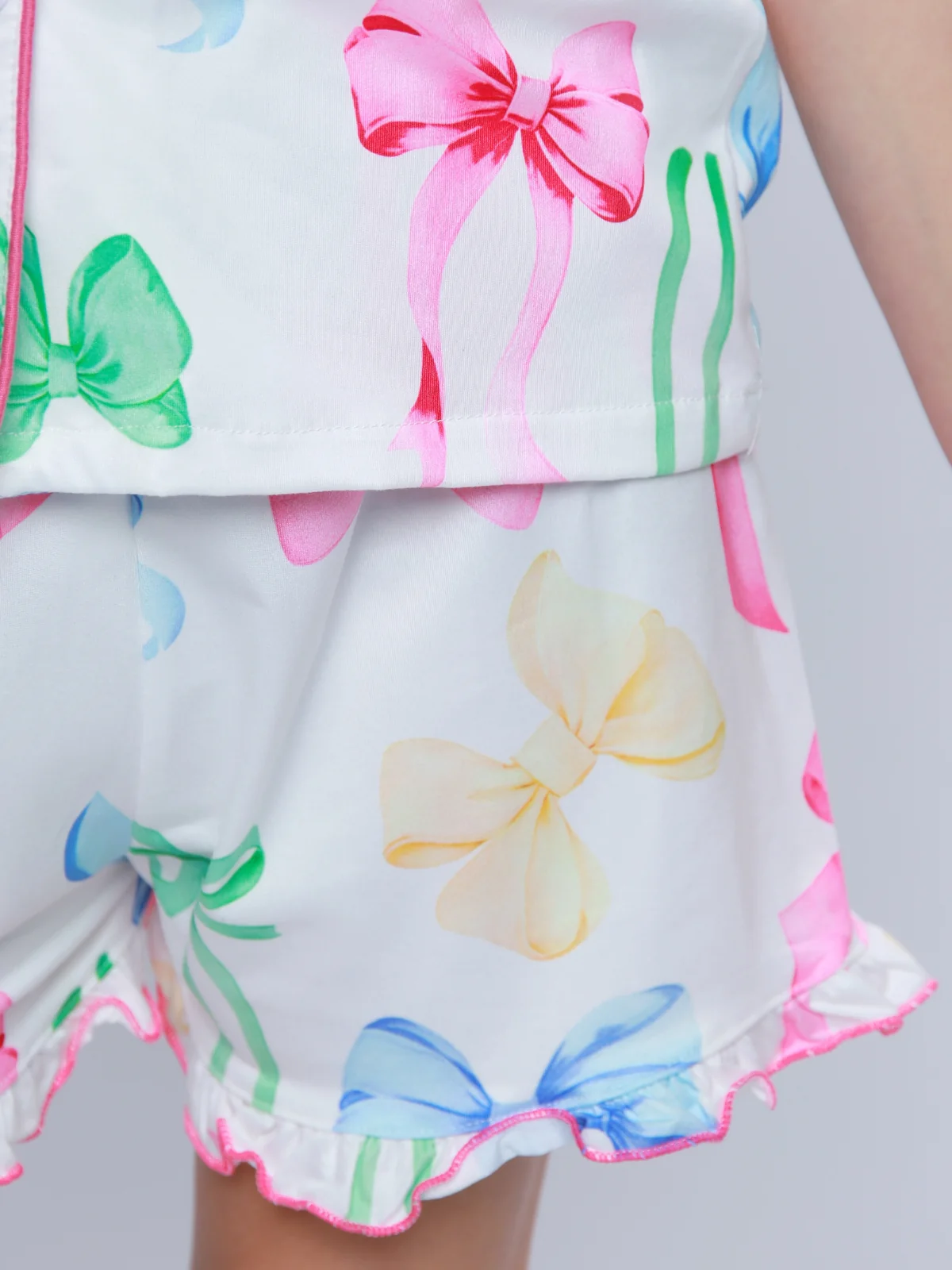 Playful Bow Print Pajama Short Set - Image 6