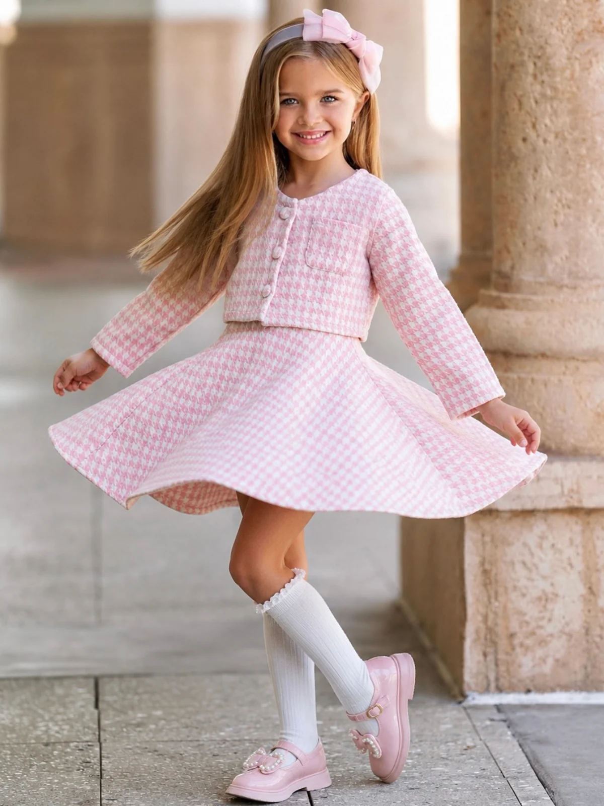 Pretty Poise Houndstooth Matching Jacket & Dress Set - Image 2