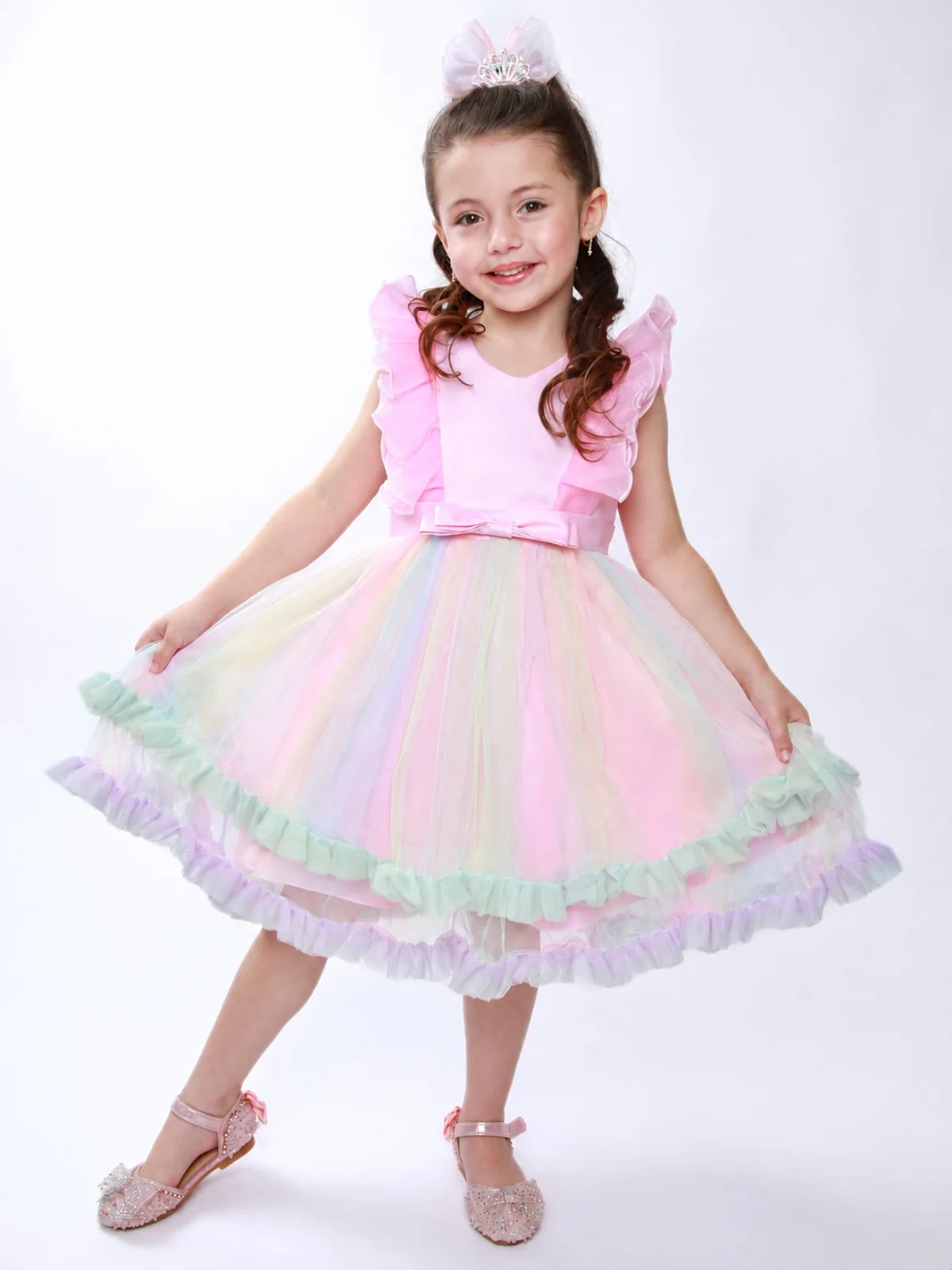 Princess Dream Rainbow Ruffle Tulle Dress - Image 2