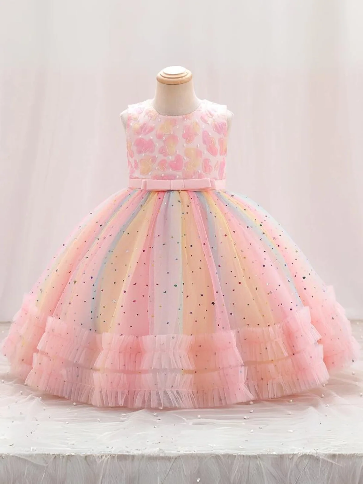 Twinkle and Twirl Sequined Rainbow Special Occasion Dress - Image 3