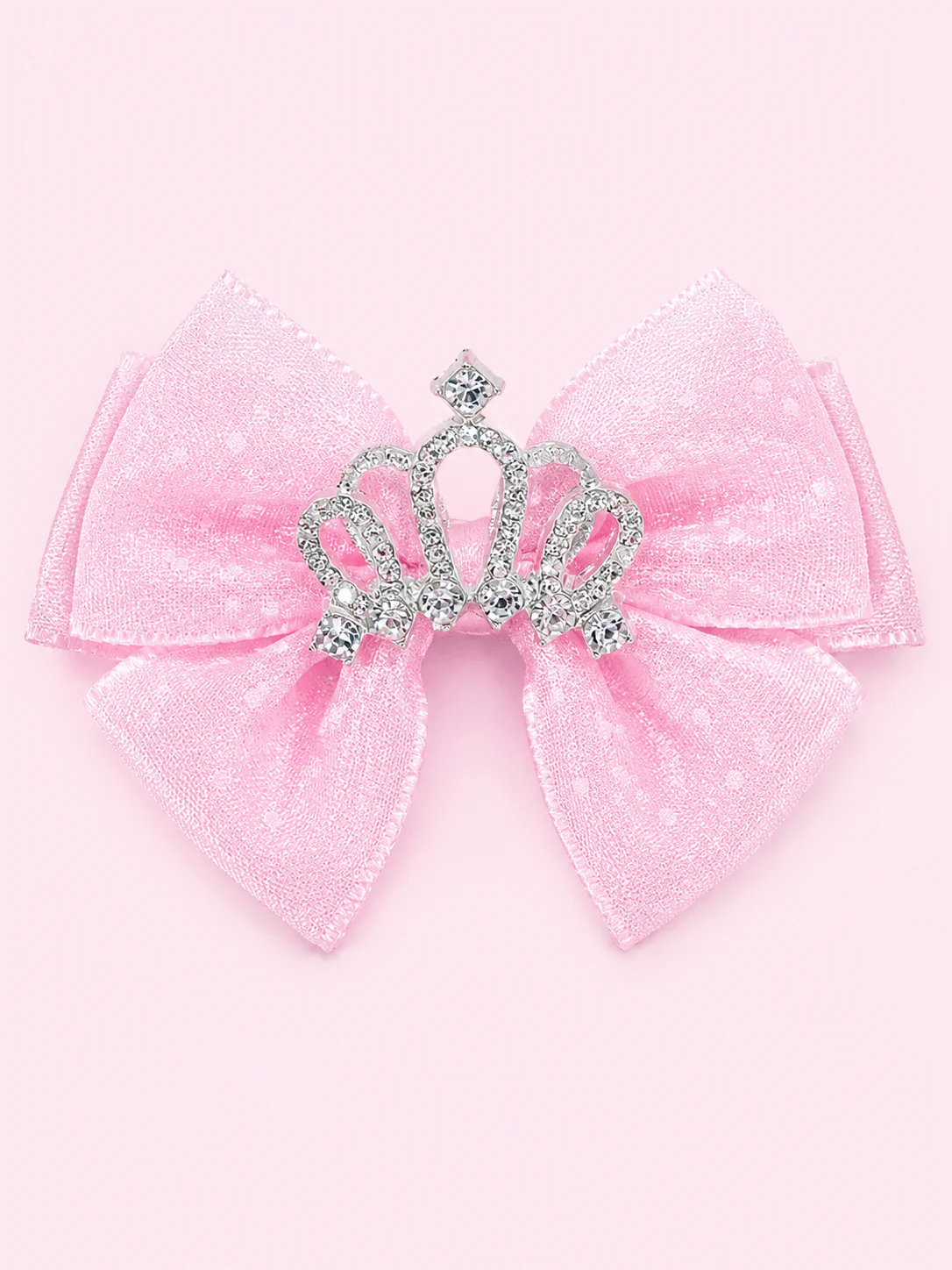 Princess Sparkle Tiara Pink Bow Hair Clip