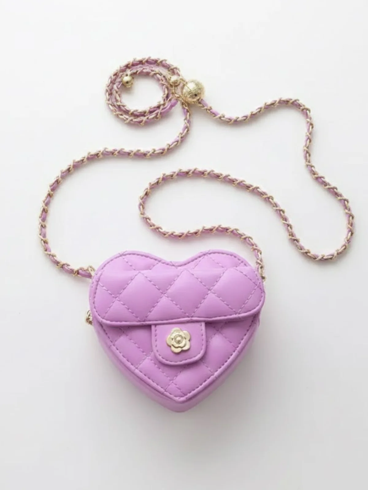 Purple Sweetheart Quilted Chain Crossbody Bag