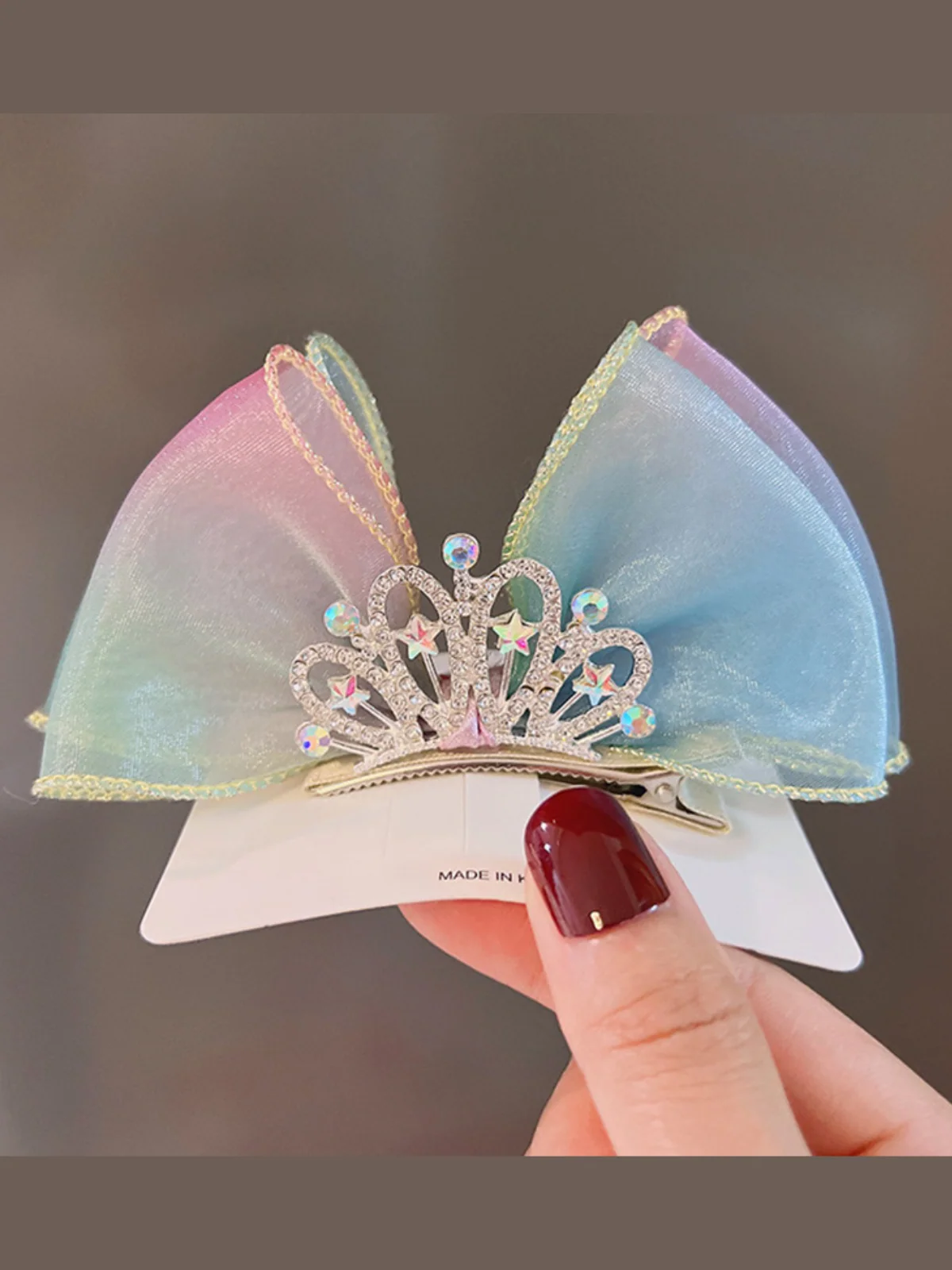 Shining Star Pastel Rainbow Crown Hairclip - Image 2