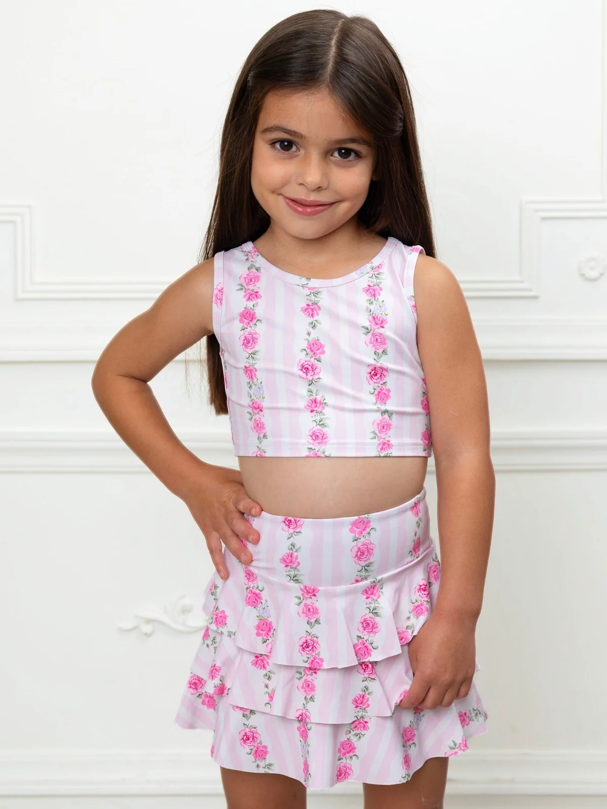 Rosy Days Floral Hooded 3-Piece Skort Set - Image 7