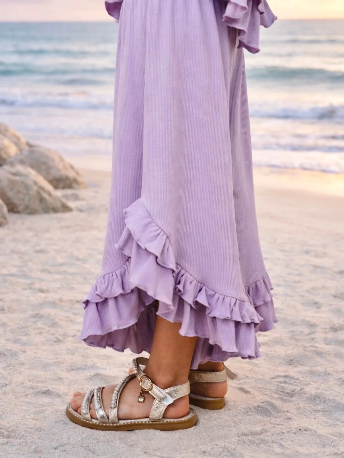 Just Being Cute Lilac Ruffle Pants Set - Image 2