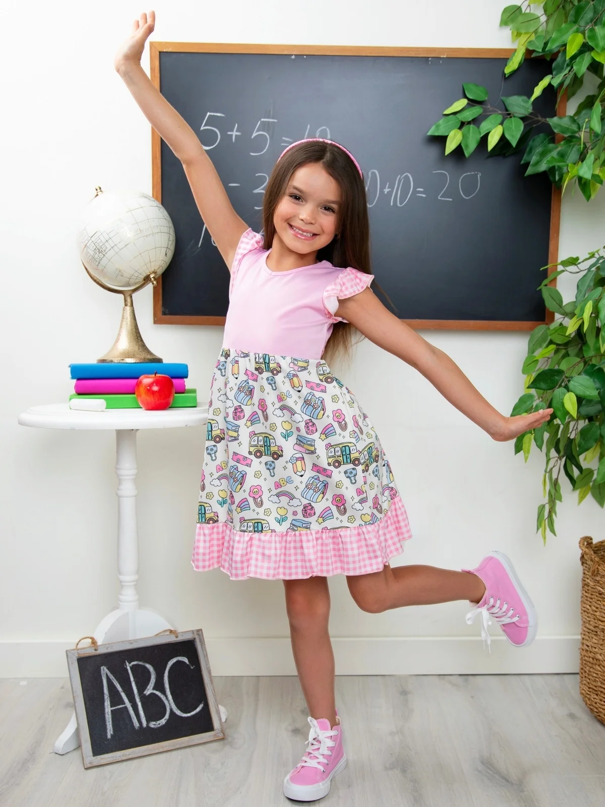School Days Pink Gingham Ruffle Dress - Image 5