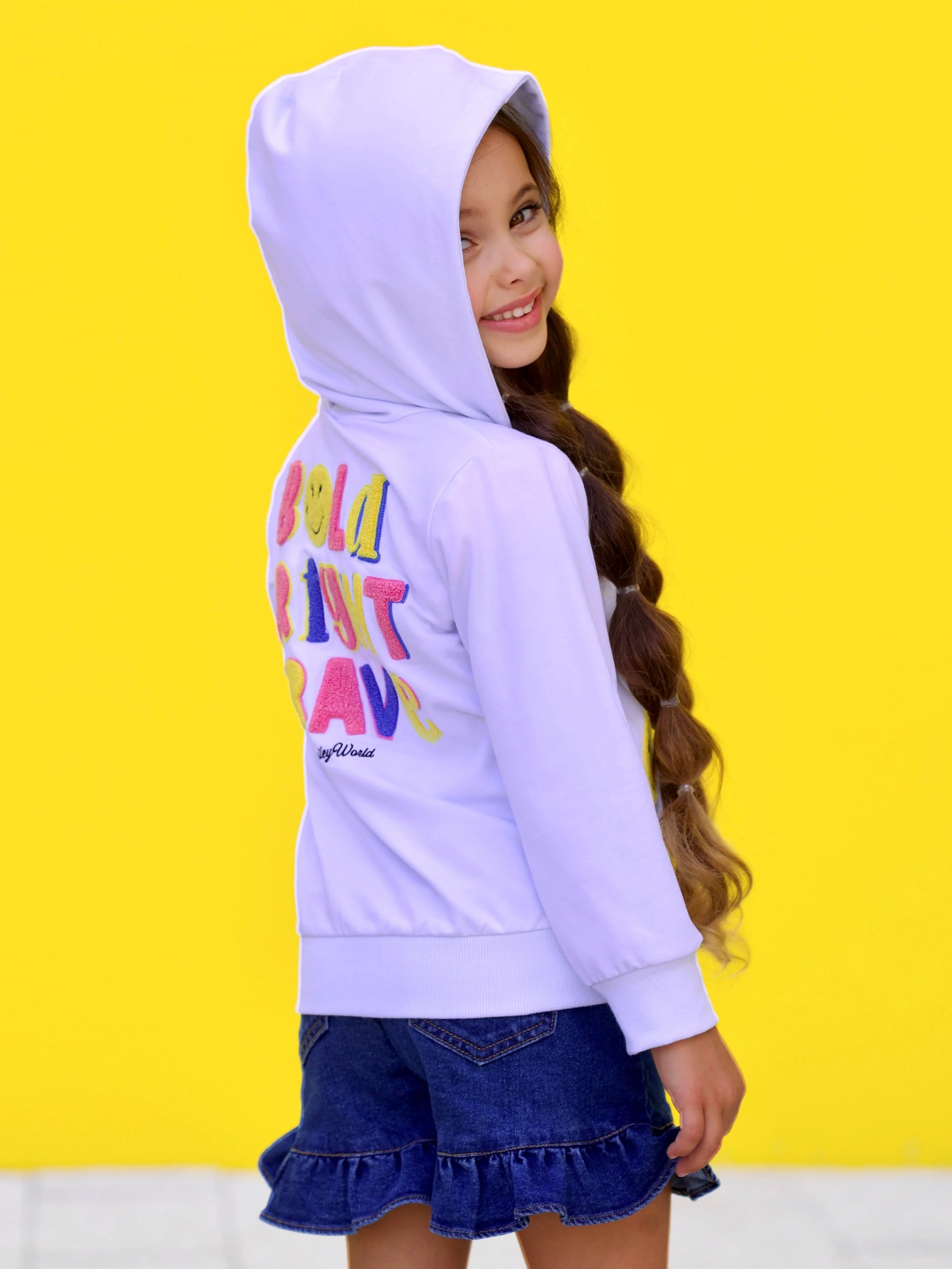 SmileyWorld Bold, Bright, Brave Zip-Up Hoodie - Image 7
