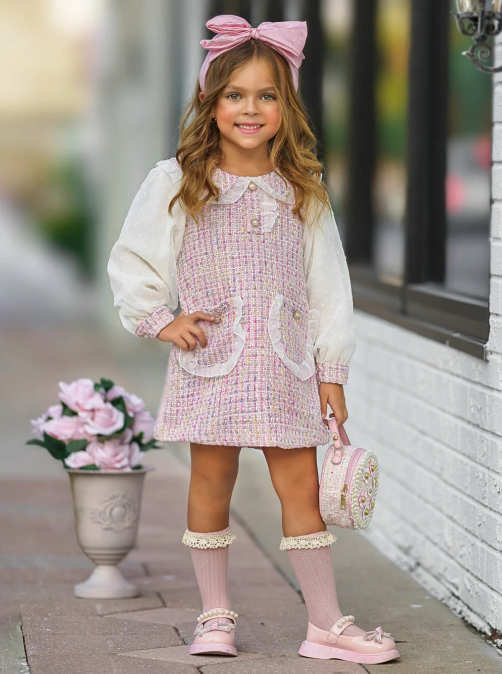 So Delicate Pink Tweed Dress - Image 3