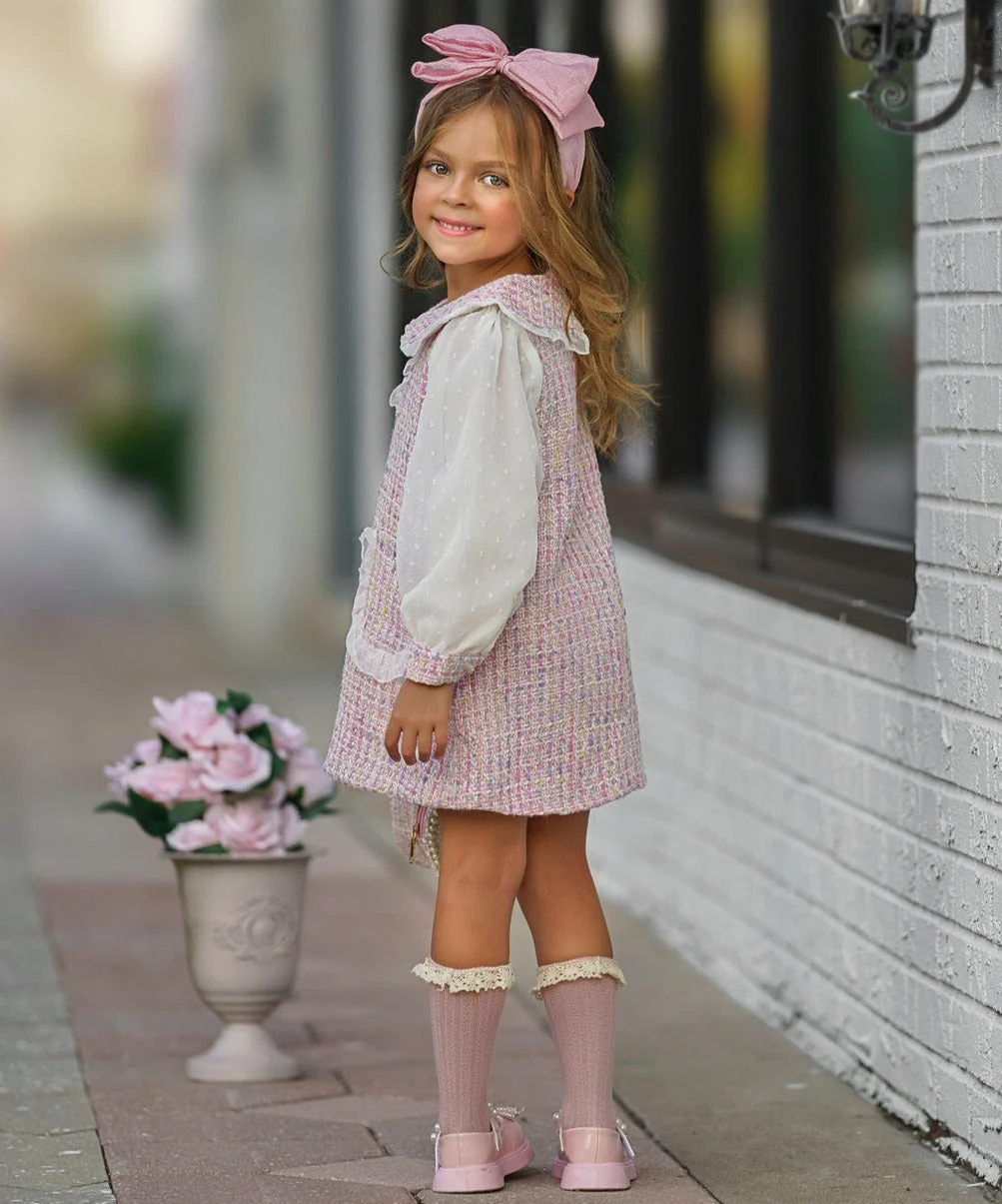 So Delicate Pink Tweed Dress - Image 5
