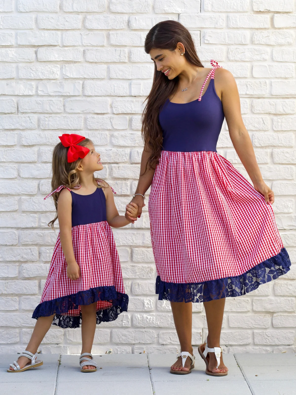 Women's Summer Plaid Ruffle Tie Dress - Image 2