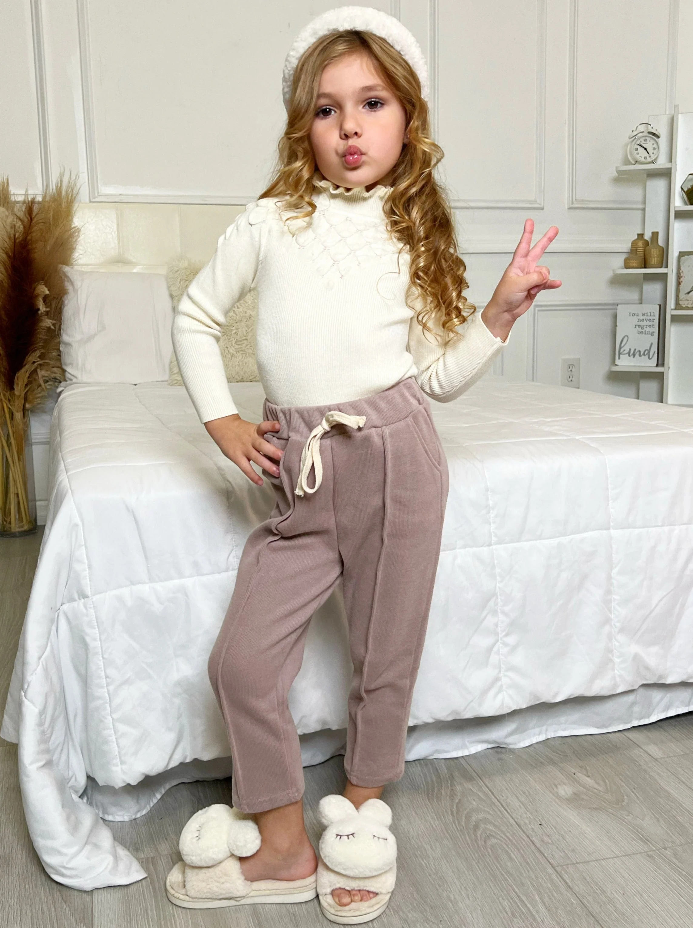 Staying In Today Khaki Drawstring Sweatpants - Image 3