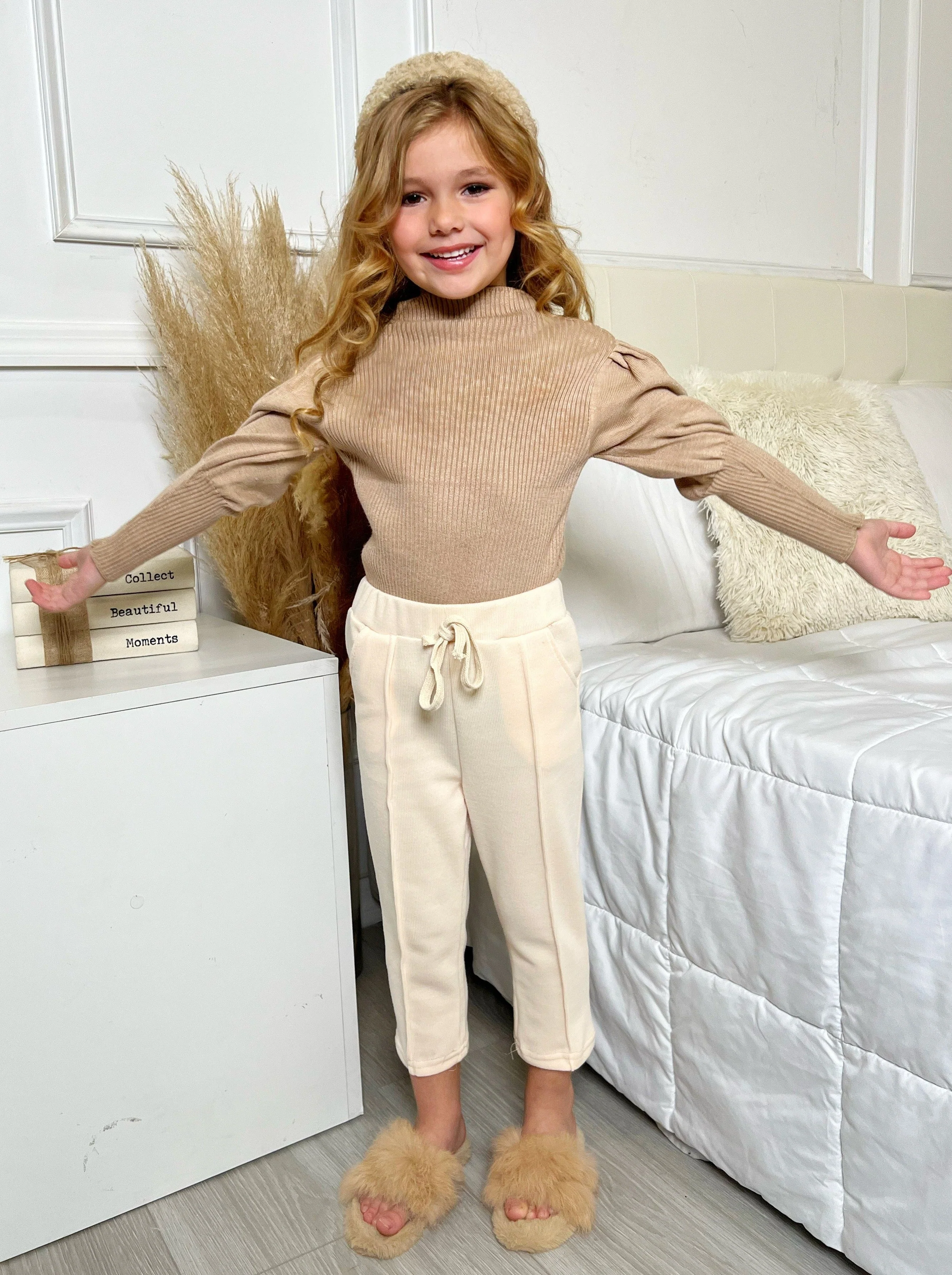 Staying In Today Beige Drawstring Sweatpants - Image 3
