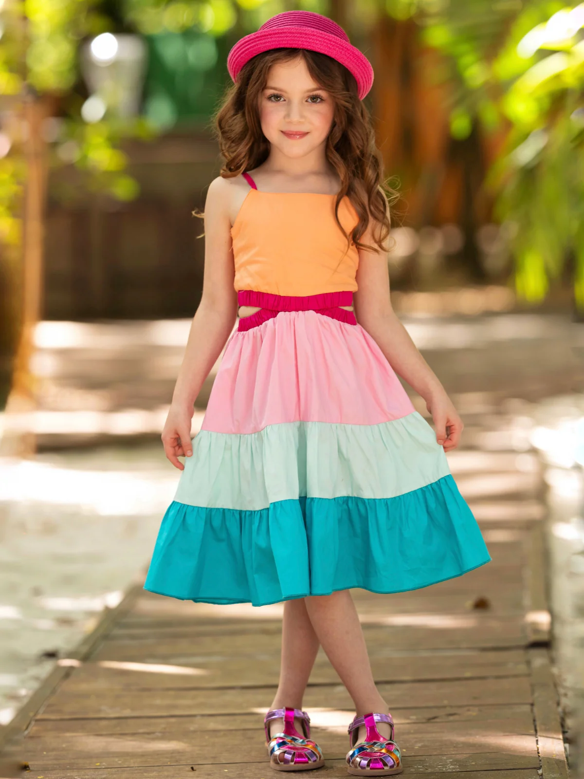 Sunset Sorbet Tiered Colorblock Dress - Image 3