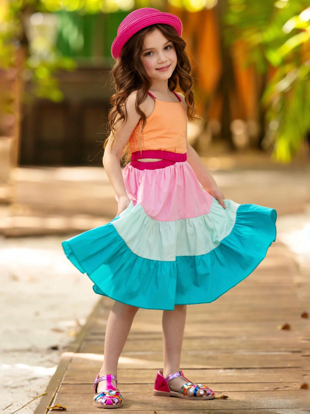 Sunset Sorbet Tiered Colorblock Dress - Image 6
