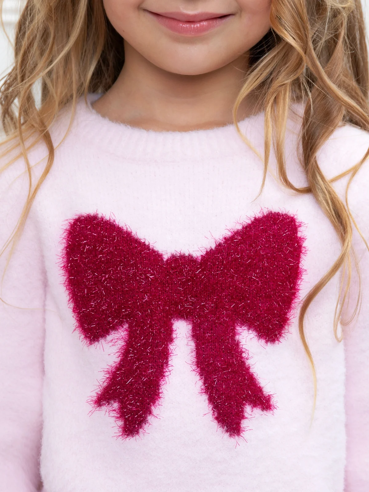 Sweet Bow Pink Fuzzy Sweater - Image 2