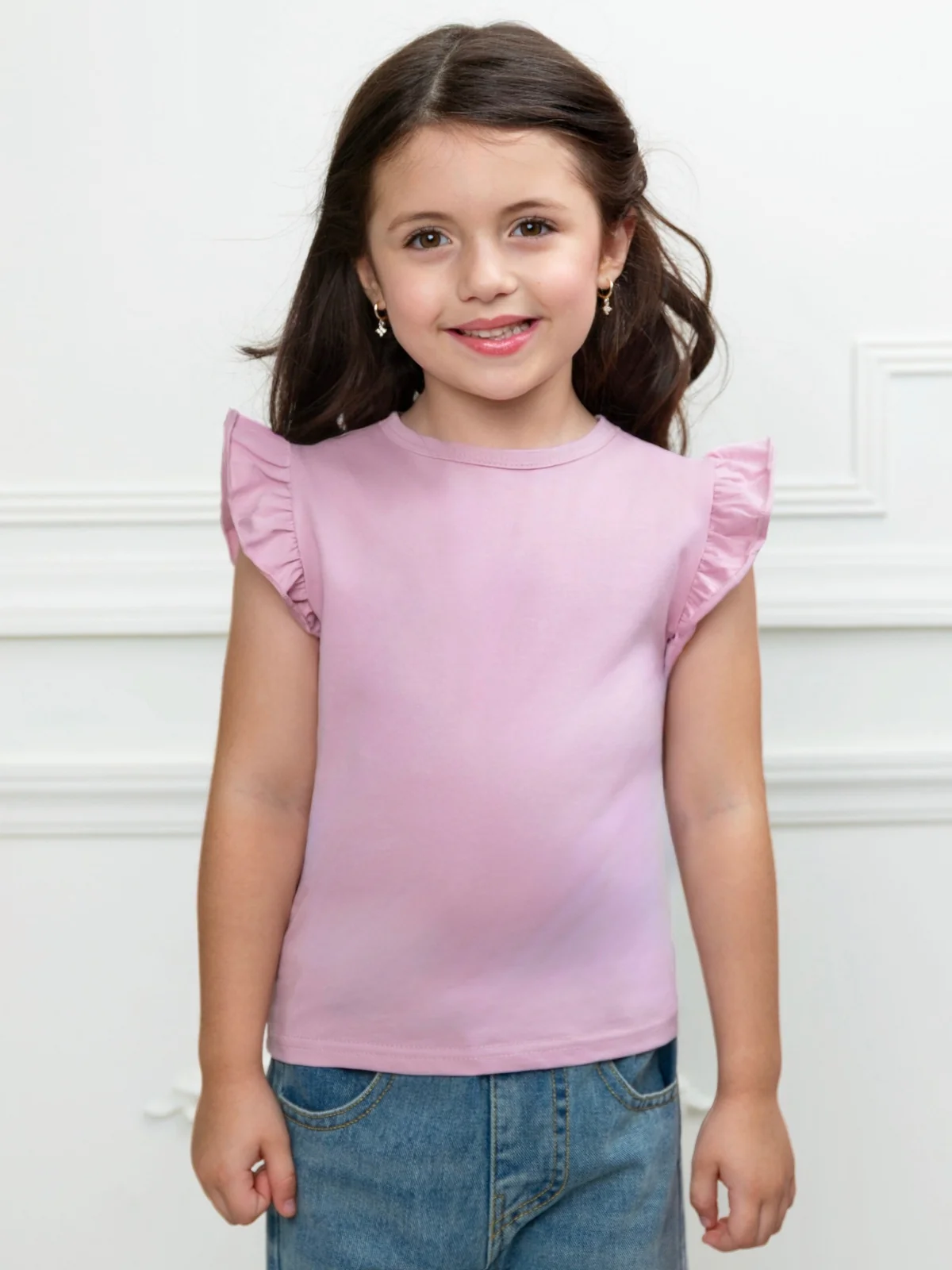 Sweet Charm Pink Flutter Sleeve Top