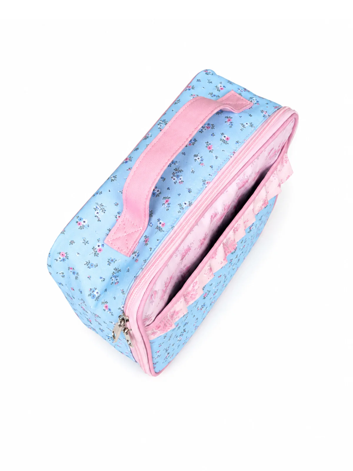 Blue Floral Quilted Insulated Lunch Bag - Image 4