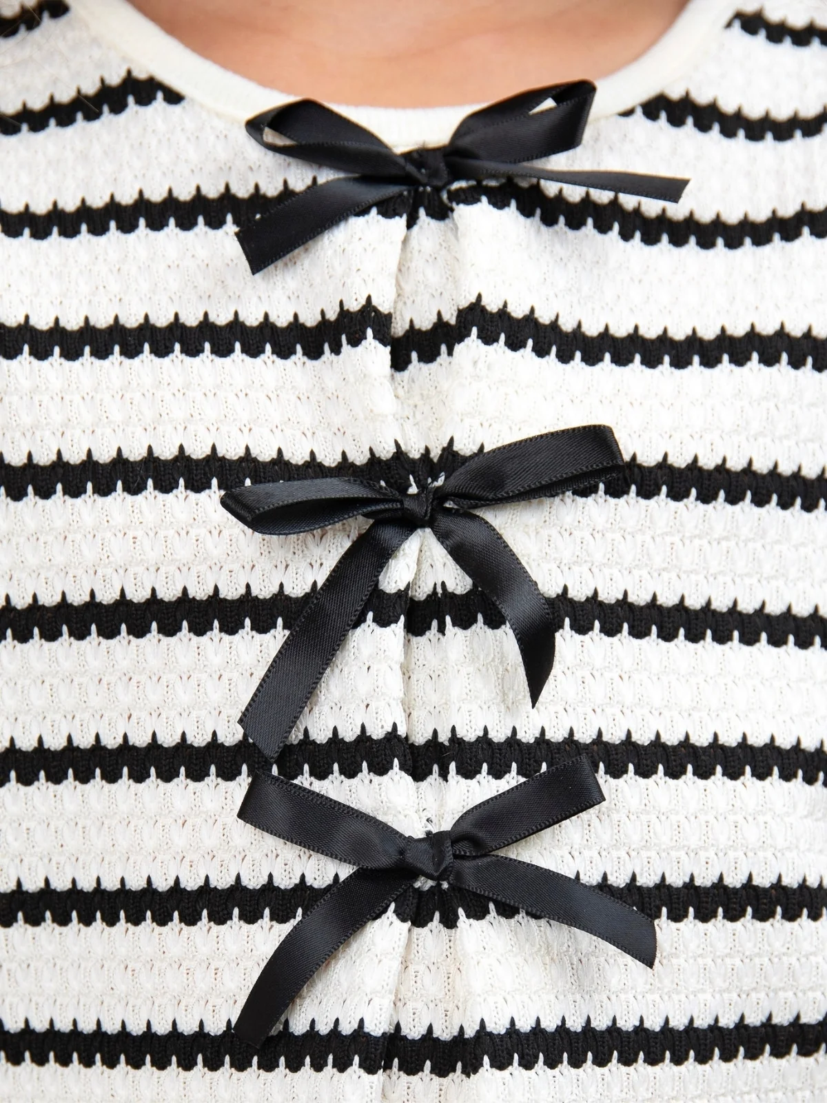 Sweet Striped Bow Waffle Knit Tank and Short Set - Image 3
