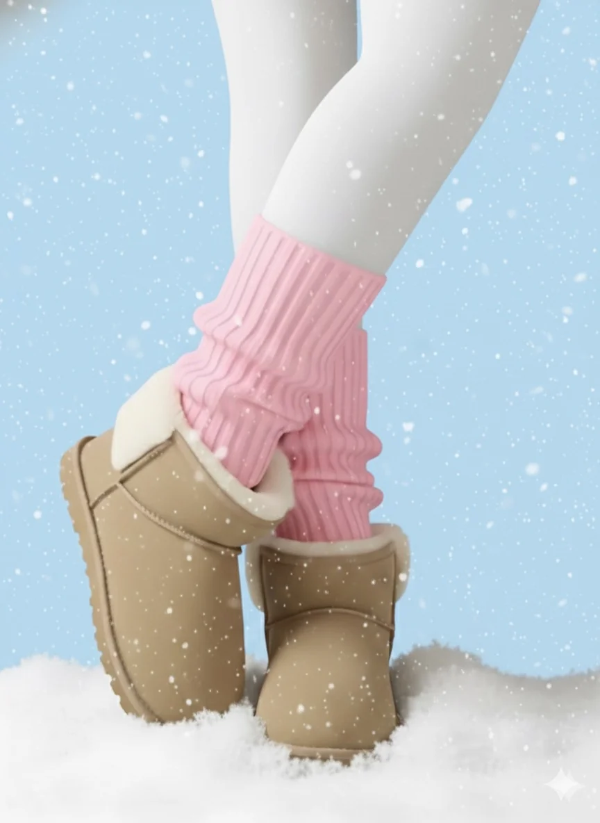 Sweet Snow Pink Knit Leg Warmers