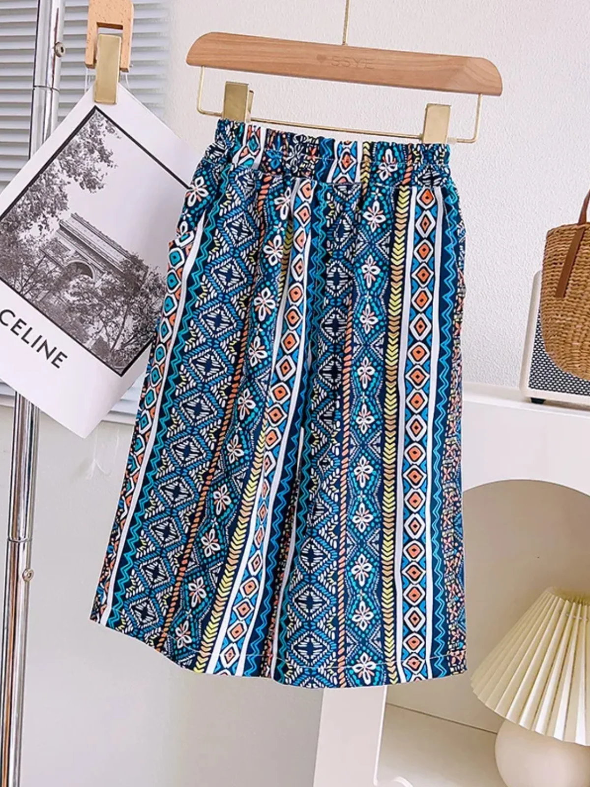 Tassel Charm Boho Print Wide Leg Pants Set - Image 3