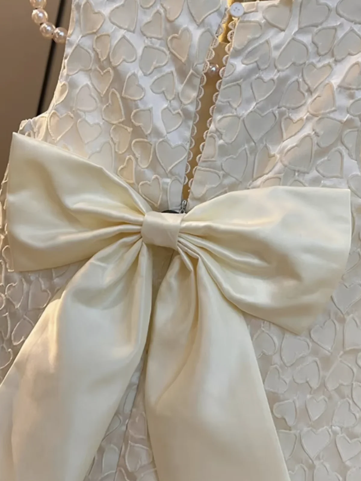 Elegant Bow Pearl Aline Dress - Image 4